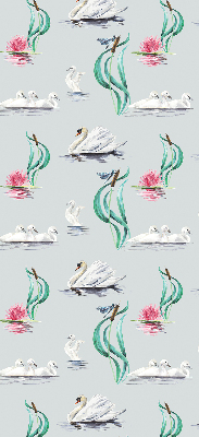 Estor decorativo con diseño de cisnes y patos