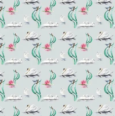 Estor decorativo con diseño de cisnes y patos