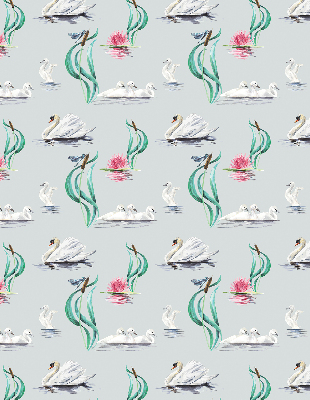 Estor decorativo con diseño de cisnes y patos