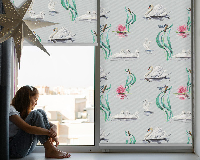 Estor decorativo con diseño de cisnes y patos