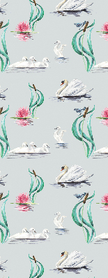 Estor decorativo con diseño de cisnes y patos