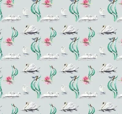 Estor decorativo con diseño de cisnes y patos