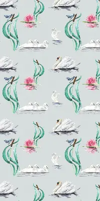 Estor decorativo con diseño de cisnes y patos