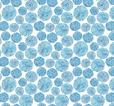 Estor opaco con círculos de pétalos azules