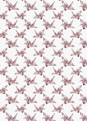 Estor decorativo con cisnes de origami