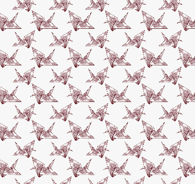 Estor decorativo con cisnes de origami