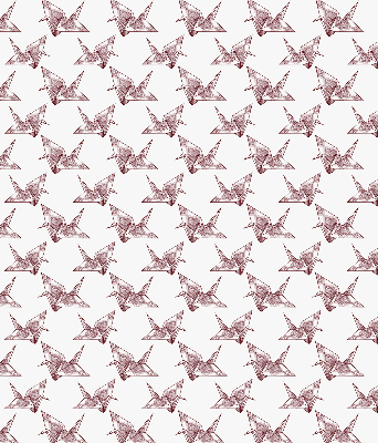 Estor decorativo con cisnes de origami