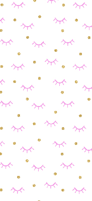 Estor decorativo con cejas dibujadas y puntos