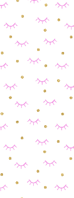 Estor decorativo con cejas dibujadas y puntos