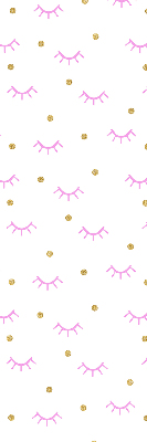 Estor decorativo con cejas dibujadas y puntos