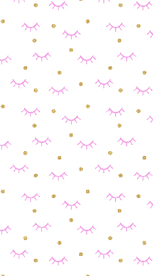 Estor decorativo con cejas dibujadas y puntos