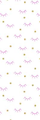 Estor decorativo con cejas dibujadas y puntos