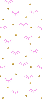 Estor decorativo con cejas dibujadas y puntos