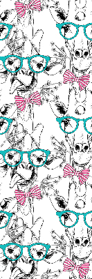 Estor decorativo con diseño de jirafa con gafas