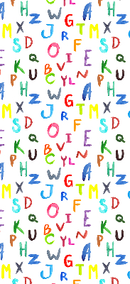 Estor enrollable de tela con letras de colores