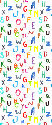 Estor enrollable de tela con letras de colores