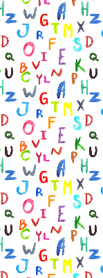 Estor enrollable de tela con letras de colores