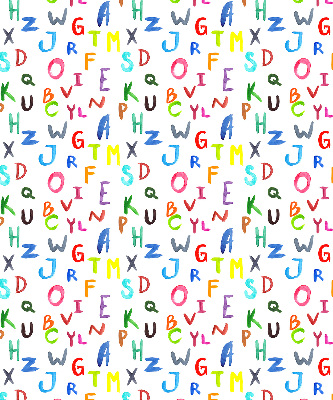 Estor enrollable de tela con letras de colores