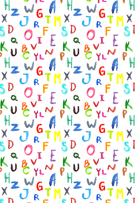 Estor enrollable de tela con letras de colores