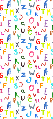 Estor enrollable de tela con letras de colores
