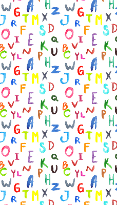 Estor enrollable de tela con letras de colores