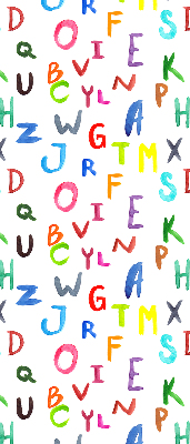 Estor enrollable de tela con letras de colores