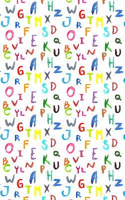 Estor enrollable de tela con letras de colores