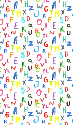 Estor enrollable de tela con letras de colores