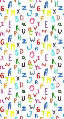 Estor enrollable de tela con letras de colores