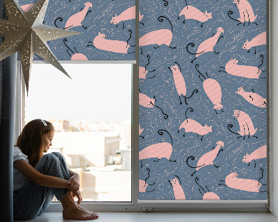 Estor decorativo con gatos rosas