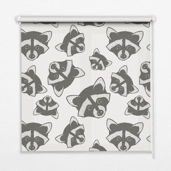 Estor decorativo con estampado de mapaches dibujados