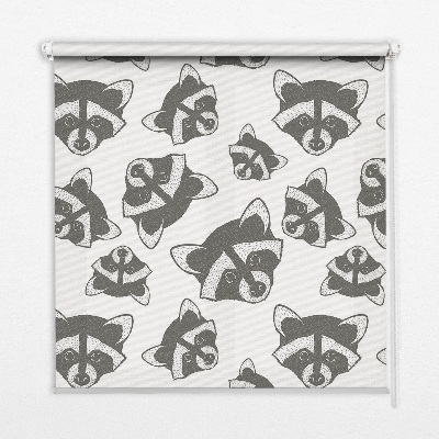 Estor decorativo con estampado de mapaches dibujados