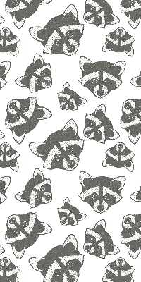 Estor decorativo con estampado de mapaches dibujados