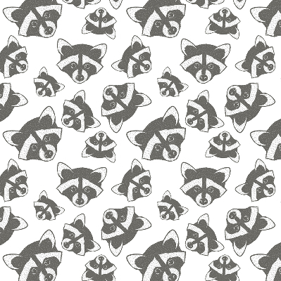 Estor decorativo con estampado de mapaches dibujados