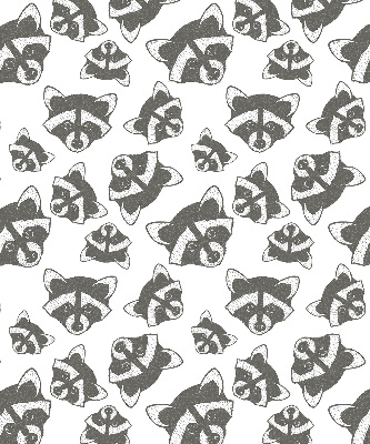 Estor decorativo con estampado de mapaches dibujados