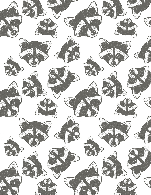 Estor decorativo con estampado de mapaches dibujados