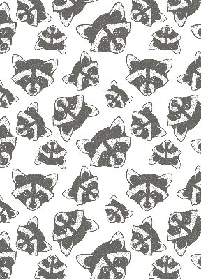 Estor decorativo con estampado de mapaches dibujados