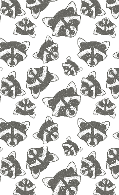 Estor decorativo con estampado de mapaches dibujados