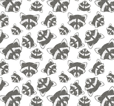 Estor decorativo con estampado de mapaches dibujados
