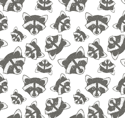 Estor decorativo con estampado de mapaches dibujados