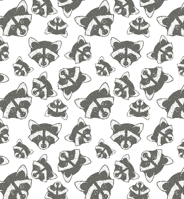 Estor decorativo con estampado de mapaches dibujados