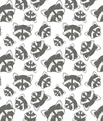 Estor decorativo con estampado de mapaches dibujados