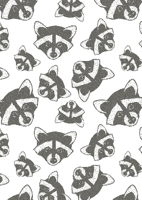 Estor decorativo con estampado de mapaches dibujados