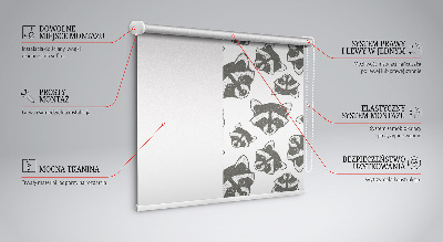 Estor decorativo con estampado de mapaches dibujados