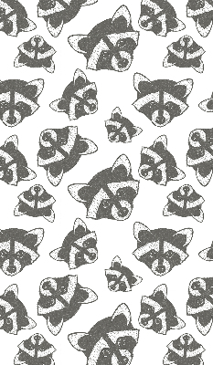 Estor decorativo con estampado de mapaches dibujados
