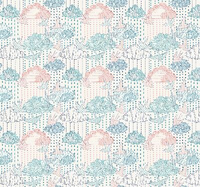 Estor opaco con nubes coloridas y patrones