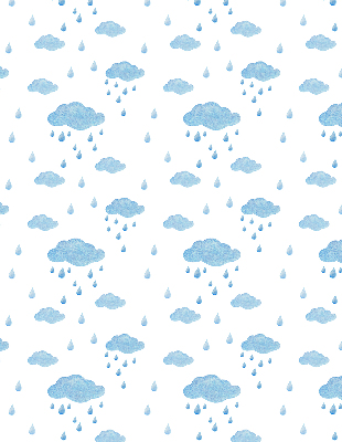 Estor opaco con diseño de nubes y lluvia