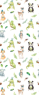 Estor enrollable de tela con diseño de animales y plantas