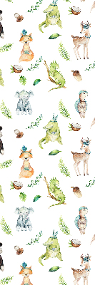 Estor enrollable de tela con diseño de animales y plantas