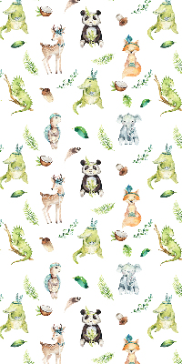 Estor enrollable de tela con diseño de animales y plantas